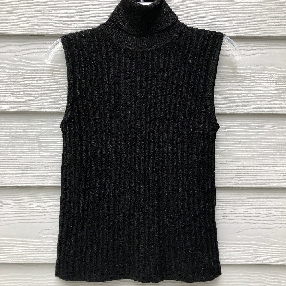 Jones & Co Sleeveless Turtleneck Ribbed Sweater PM